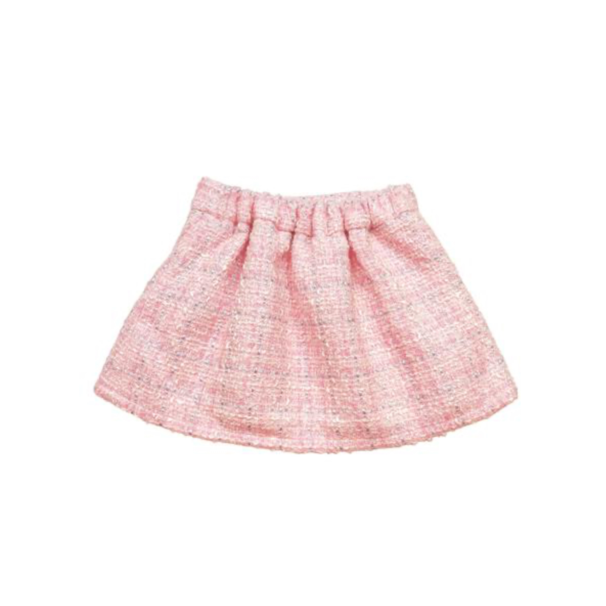 Fur Trim Pleated Tweed Skirt