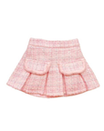 Fur Trim Pleated Tweed Skirt