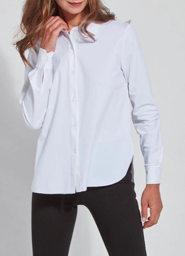 White Connie Slim Button Down Shirt
