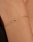 Gold Lapis Evil Eye Bracelet