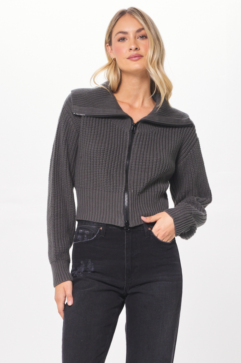 Gravel Two Way Zip Up Sweater