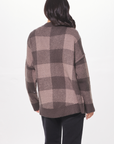 Taupe Plaid Checker Soft Knit Cardigan