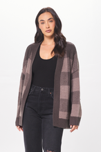 Load image into Gallery viewer, Taupe Plaid Checker Soft Knit Cardigan