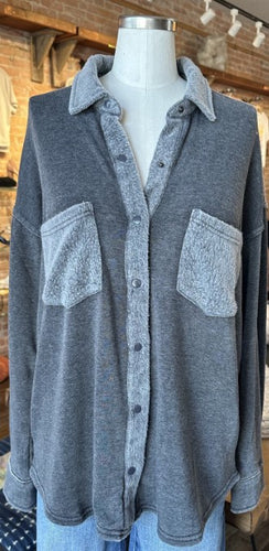 Washed Cashmere Fleece Button Up