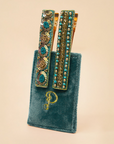 Narrow Jewelled Beaded Hair Clips - Teal