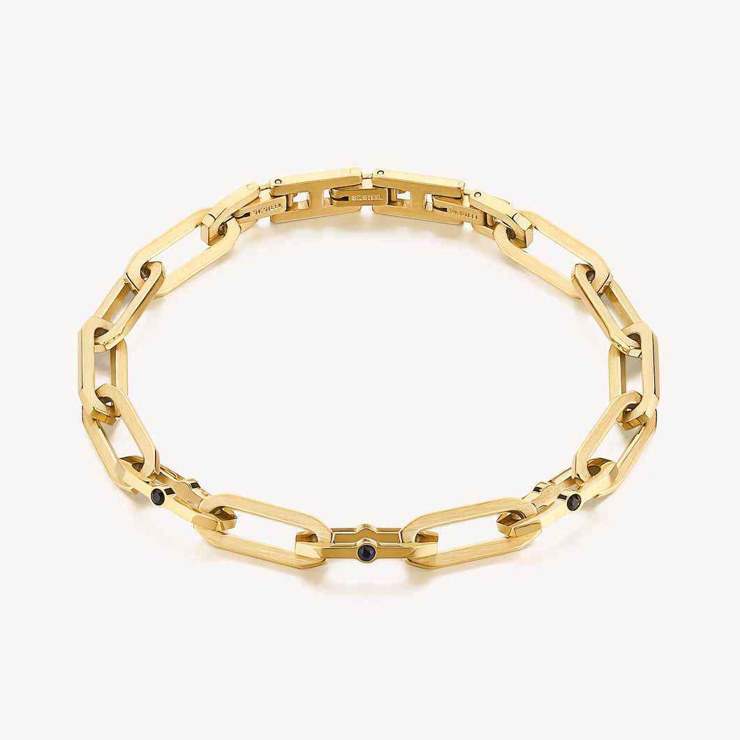 Mens Bike Chain Link Bracelet - Gold