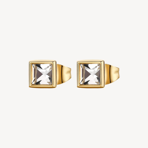 Emphasis Square Crystal Studs - Gold