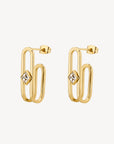 Emphasis Crystal Lobe Earrings - Gold