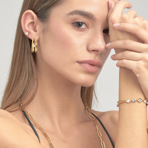Emphasis Crystal Lobe Earrings - Gold
