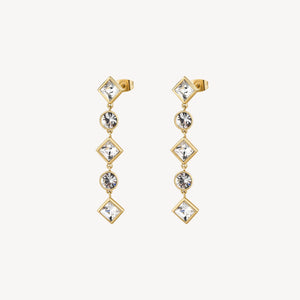 Emphasis Dangle Crystal Earrings - Gold