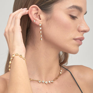 Emphasis Dangle Crystal Earrings - Gold