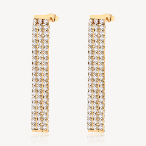 Desideri Waterfall CZ Earrings - Gold