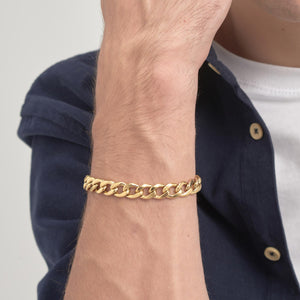 Mens Thick Chain Link Bracelet - Gold