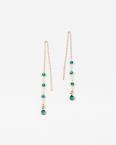 Green Crystal Chain Earrings