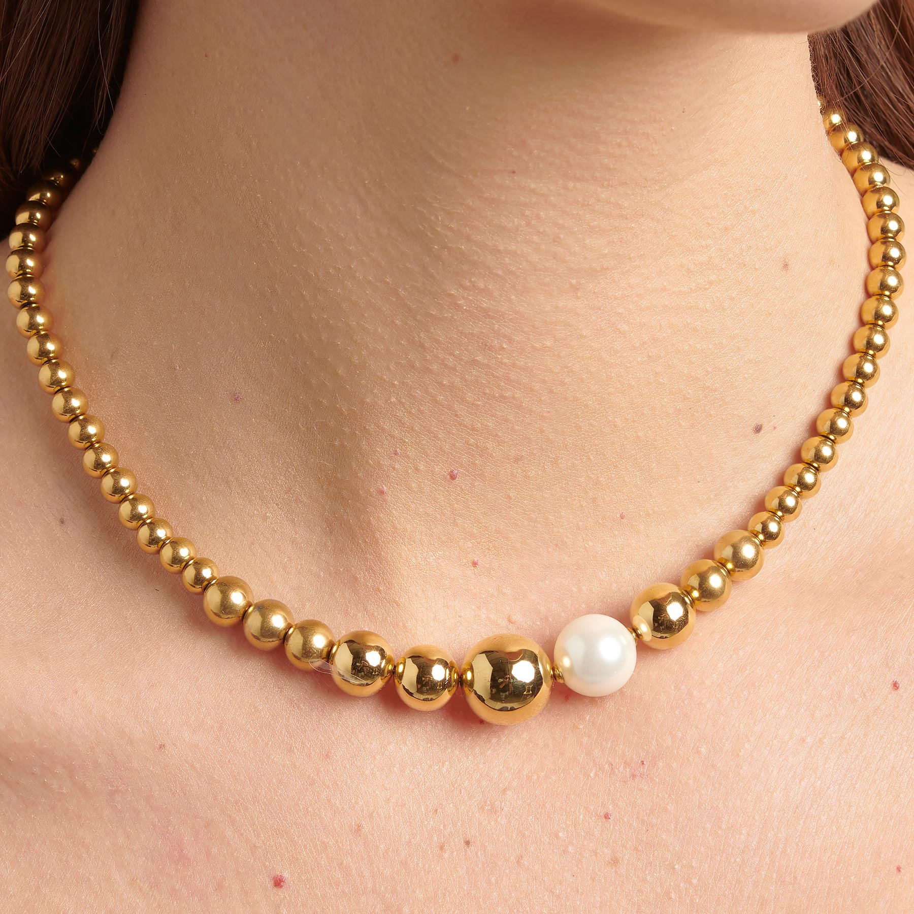 Gold & Pearl Beaded Necklace