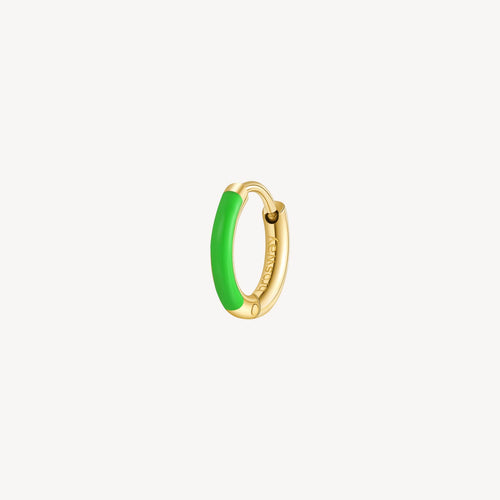 Single Green Enamel Earring - Gold