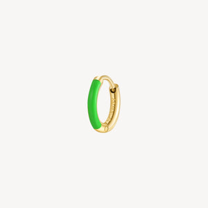 Single Green Enamel Earring - Gold