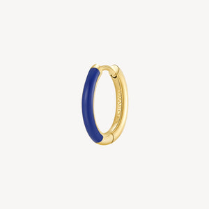 Single Blue Enamel Earring - Gold