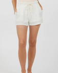 White Cotton High Waist Shorts