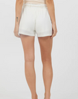 White Cotton High Waist Shorts