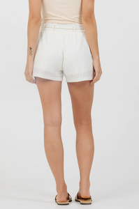White Cotton High Waist Shorts