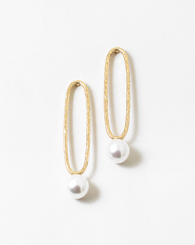 Hammered Gold w/ Pearl Earrings