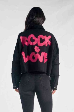 Black Cropped Rock and Love Jacket