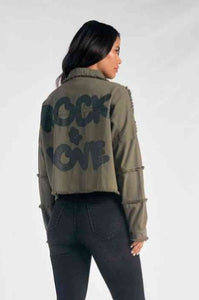 Olive Cropped Rock and Love Jacket