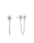 Silver Modern Chain Stud Earrings