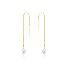 Load image into Gallery viewer, Gold Pearl Threader Earrings