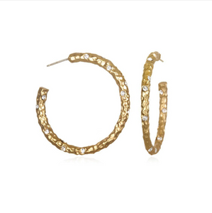 1.5" Gold Pavia Hoop w/ Crystals