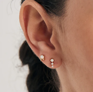 Gold Opal Sparkle Crown Single Earring