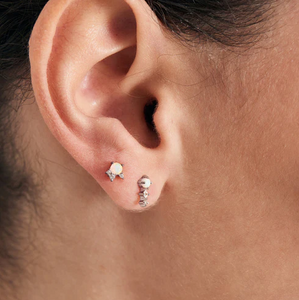 Silver Opal Sparkle Crown Single Earring