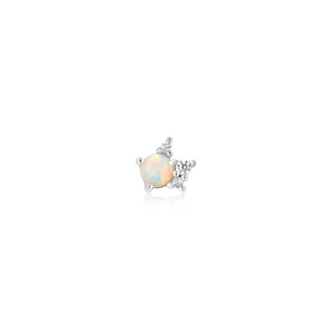 Silver Opal Sparkle Crown Single Earring