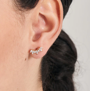 Gold Sparkle Marquise Single Earring