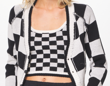 Load image into Gallery viewer, Black &amp; Cream Knit Checkered Tank