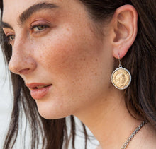 Load image into Gallery viewer, Gold Maximianus Coin &amp; Crystal Earrings