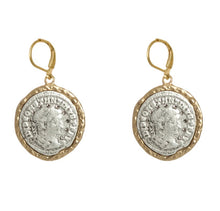 Cargar imagen en el visor de la galería, Gold Maximianus Coin &amp; Crystal Earrings