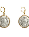 Gold Maximianus Coin & Crystal Earrings