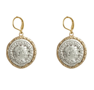 Gold Maximianus Coin & Crystal Earrings