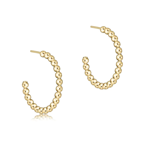 Classic Beaded 1" Post Hoop - 2MM Gold