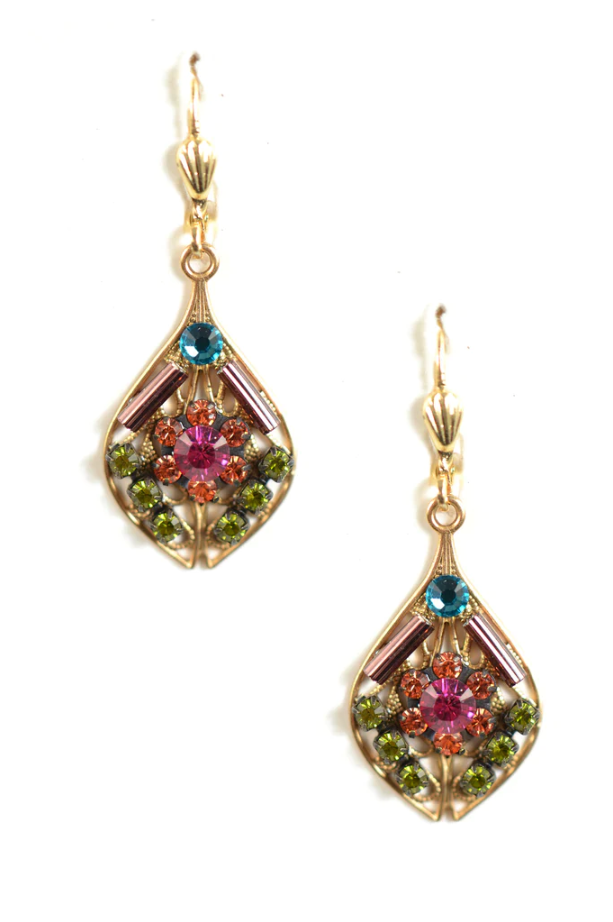 Gold Swarovski Drop Mosaic Earrings