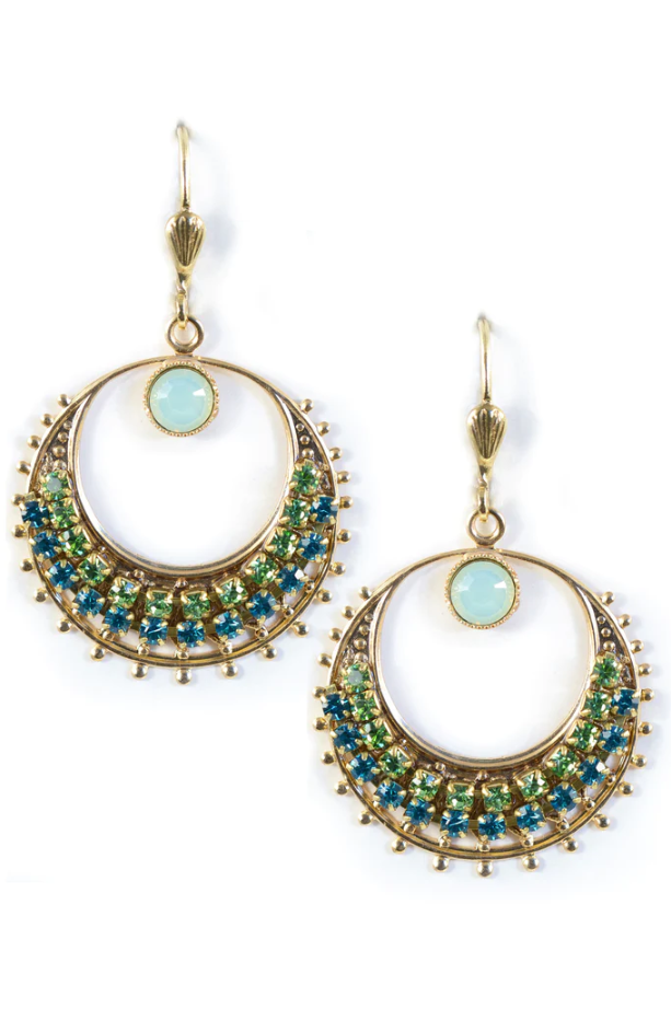 Gold Sea Cove Swarovski Mosaic Hoops