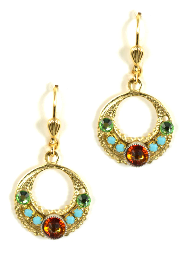 Golden Swarovski Crystal Mosaic Hoops