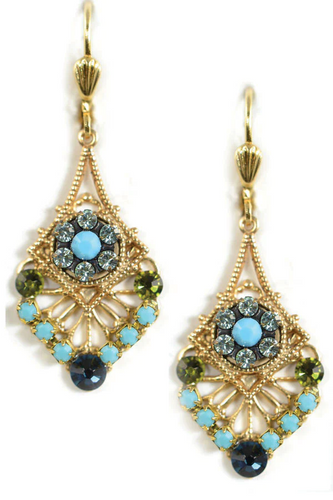 Turquoise Swarovski Bell Mosaic Earrings
