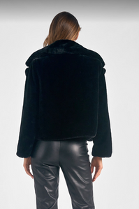 Black Cropped Fur Coat