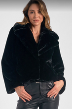 Load image into Gallery viewer, Black Cropped Fur Coat