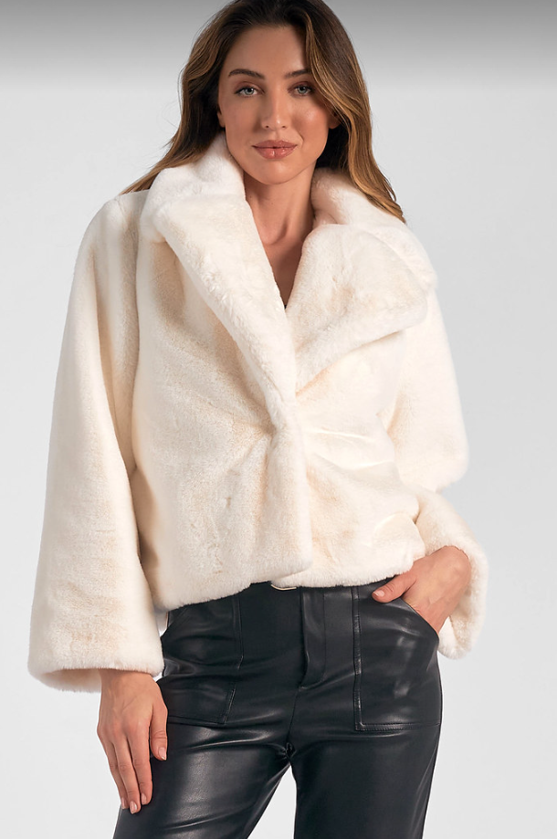 White Cropped Fur Coat