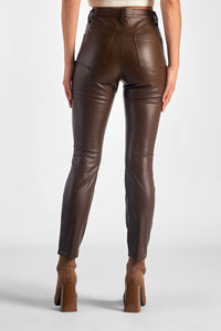 Brown Faux Leather Straight Leg Pant