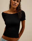 Ribbed Seamless Tee - Black